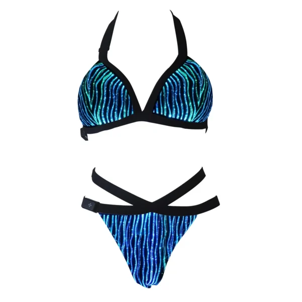 Women Luminous Fiber Optic Girl Sexy Bra Black Plain - Image 4