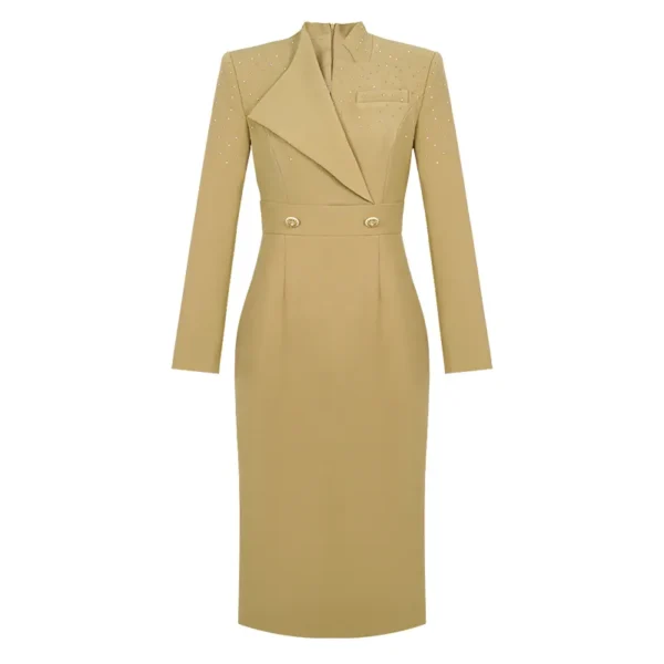 Classy Long Sleeve Bodycon Work Dress - Image 2