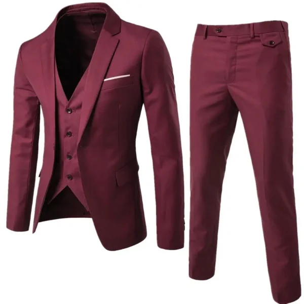 Classic Black 3-Piece Slim Fit Suit - Image 3