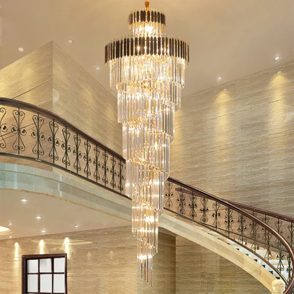 Modern Crystal Chandelier for Staircase Long Villa Chain Lighting - Image 3