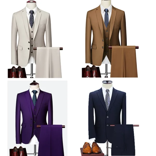 Elegant High-End Custom 3-Piece Slim Fit Formal Business Suit for Men - Image 2