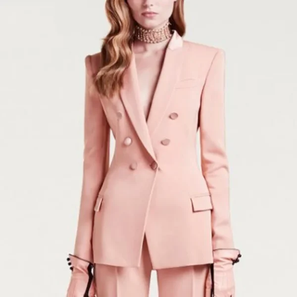 Elegant Pink 2-Piece Double-Breasted Set - Image 3