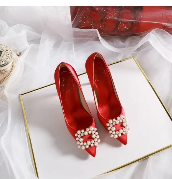 pearl bridal stiletto pumps