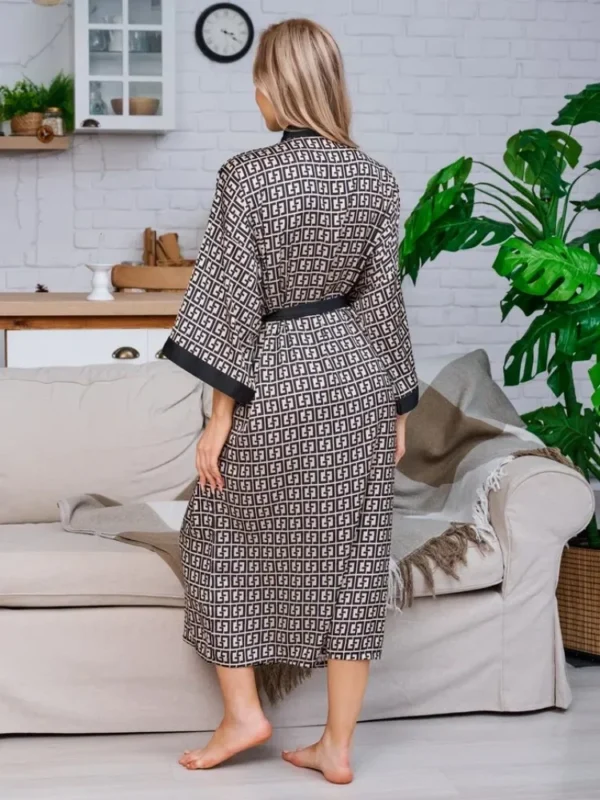 Women's Luxury Letter Print Ice Silk Pajama Set - Image 2