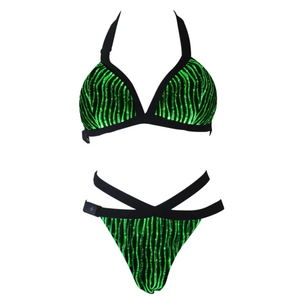 Women Luminous Fiber Optic Girl Sexy Bra Black Plain - Image 2
