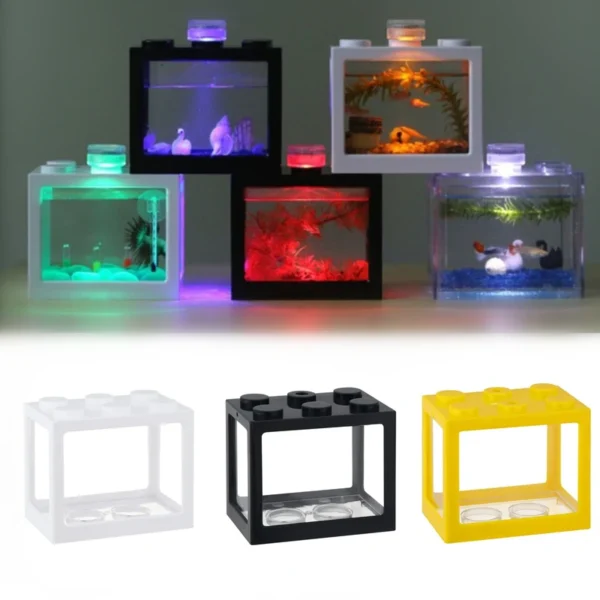 Acrylic Block Mini Fish Tank Plastic Reptile Pet Box with Tea Table Decoration - Image 2