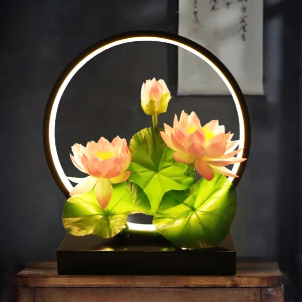 LED Simulation Lotus Lamp Ring Ornament with USB Cable - Image 6