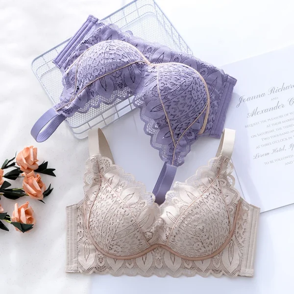 High Quality Plus Size Cotton Lace Bra - Image 2