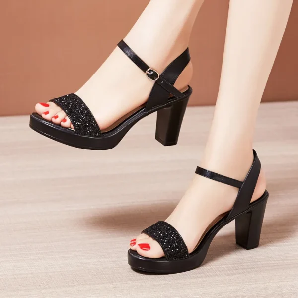 luxury buckle strap heels