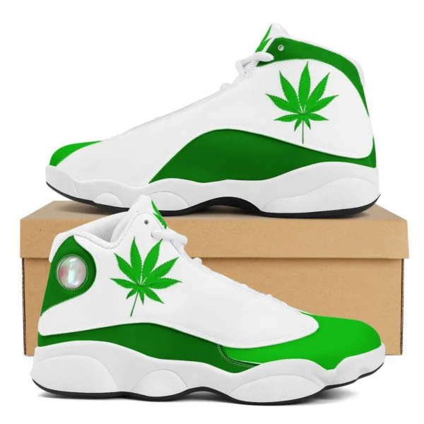 Green and White Basketball Style Shoes, Summer Male Footwear - Image 6