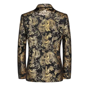 retro gold print blazer