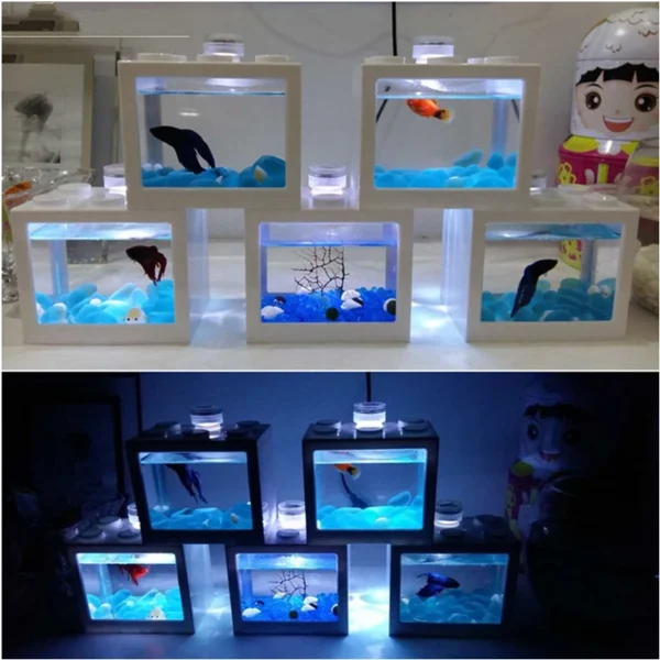 Acrylic Block Mini Fish Tank Plastic Reptile Pet Box with Tea Table Decoration - Image 5