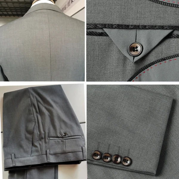 Elegant High-End Custom 3-Piece Slim Fit Formal Business Suit for Men - Image 4
