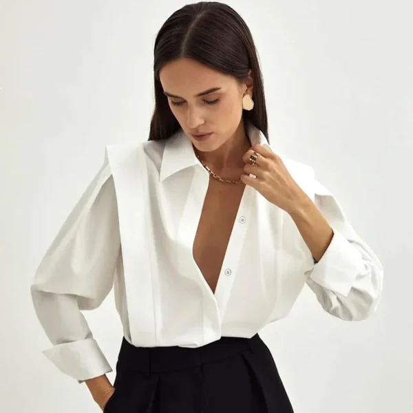 Women's Oversized Cotton Long Blouse - Image 6