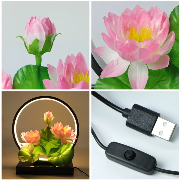 LED Simulation Lotus Lamp Ring Ornament with USB Cable - Image 5