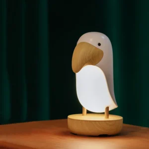 wooden bird bedside lamp