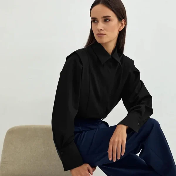Women's Oversized Cotton Long Blouse - Image 2