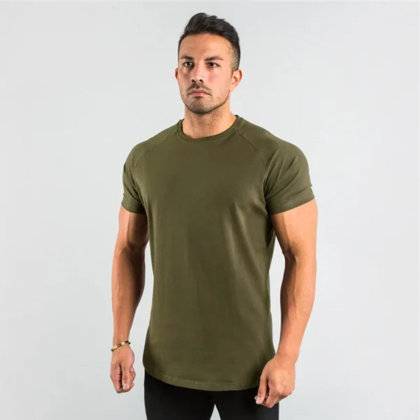 95% Cotton 5% Elastane Custom Gym T-Shirt for Men - Image 2