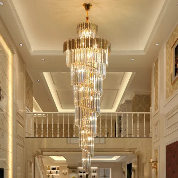 Modern Crystal Chandelier for Staircase Long Villa Chain Lighting - Image 6