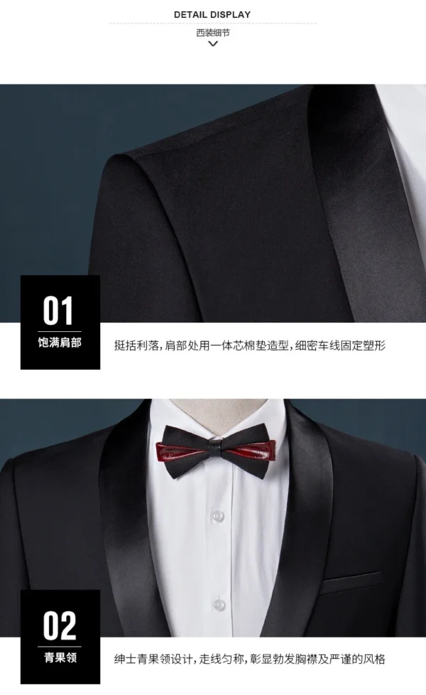 S-6XL Men's Business Suits Men Wedding Dress Suit Set - Image 4