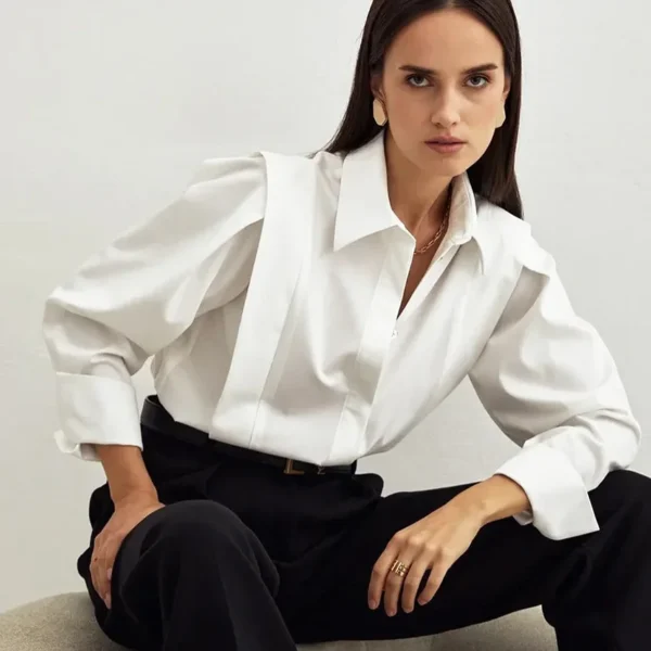 Women's Oversized Cotton Long Blouse - Image 3
