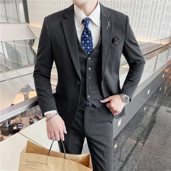 2025 Korean Slim Fit 3-Piece Wedding Suit Set - Image 4