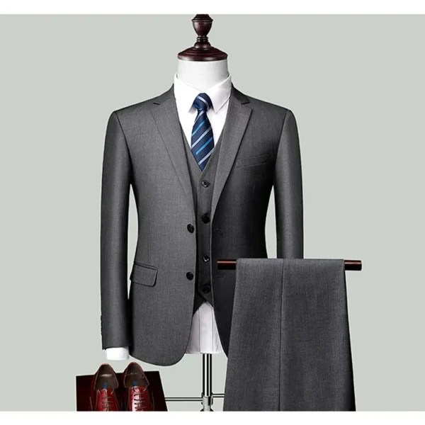 Elegant High-End Custom 3-Piece Slim Fit Formal Business Suit for Men - Image 6