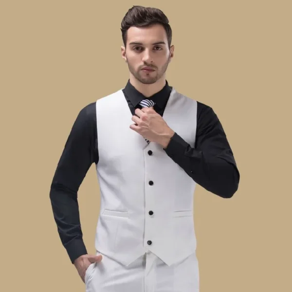 Men's White Slim Fit 3-Piece Tuxedo Set - Image 3