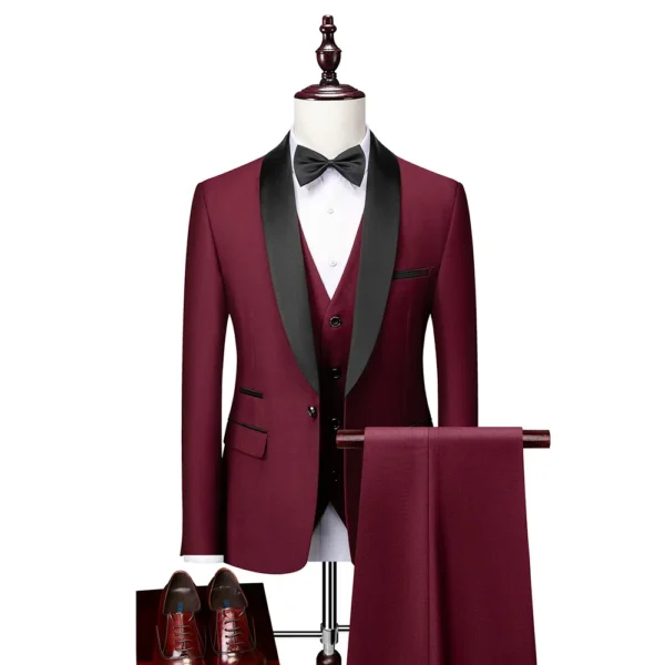 Shawl Lapel 3-Piece Skinny Fit Prom Suit - Image 3