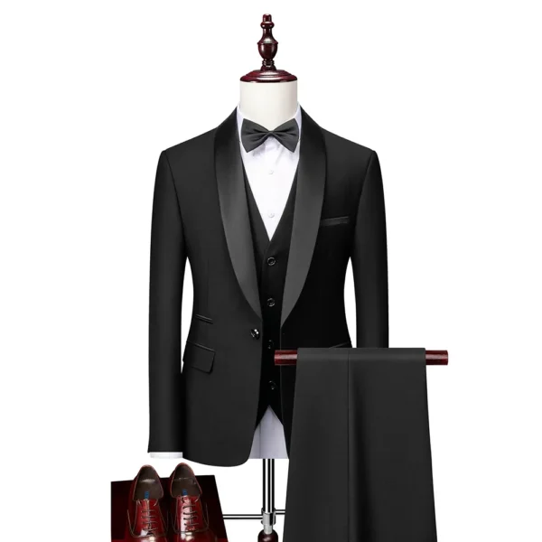 Shawl Lapel 3-Piece Skinny Fit Prom Suit - Image 2