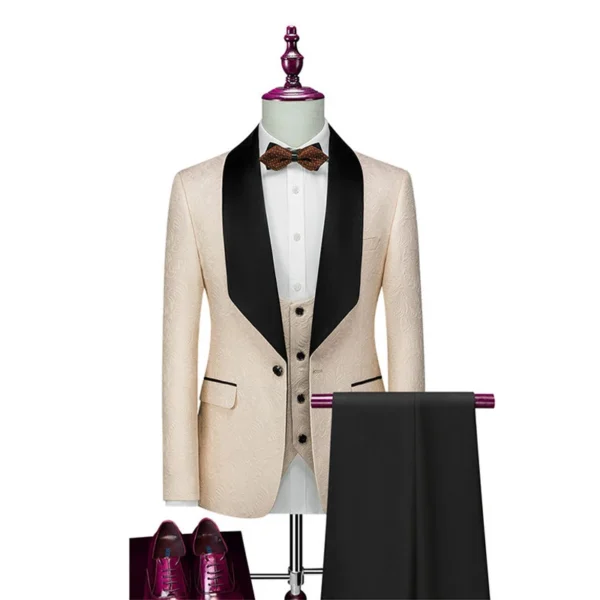 Men's Pink Slim Fit 3-Piece Groomsmen Suit - Image 5