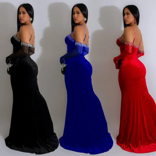Party Club Wear Luxury Diamond Maxi Ladies - Image 2