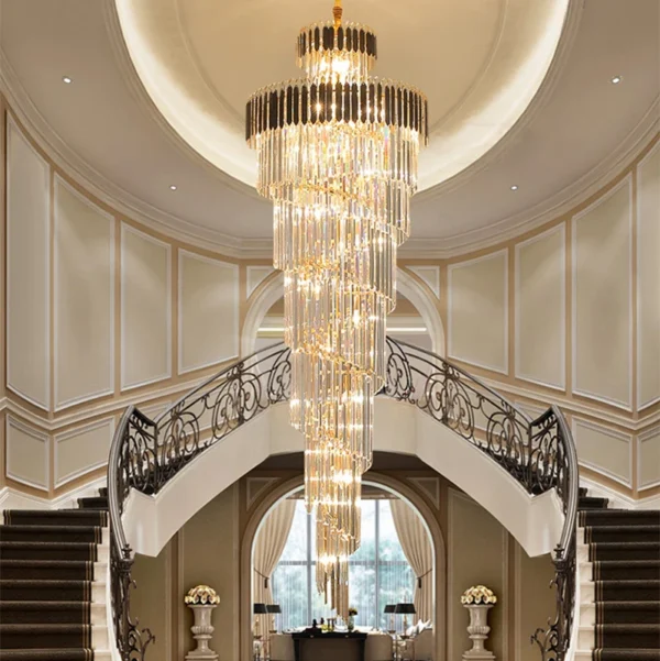 Modern Crystal Chandelier for Staircase Long Villa Chain Lighting - Image 4