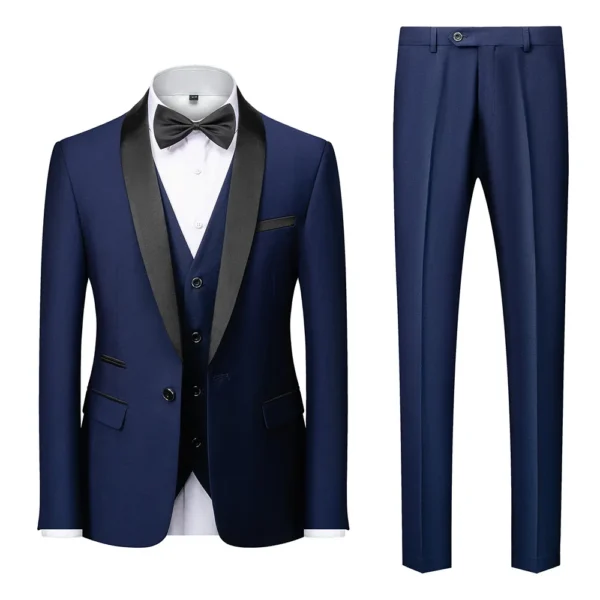 Men's Shawl Lapel Wedding Suit - Slim Fit 3-Piece - Image 6