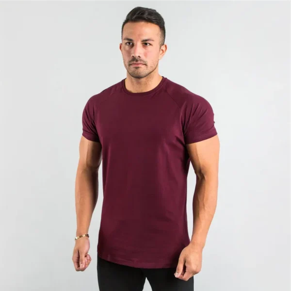 95% Cotton 5% Elastane Custom Gym T-Shirt for Men - Image 3