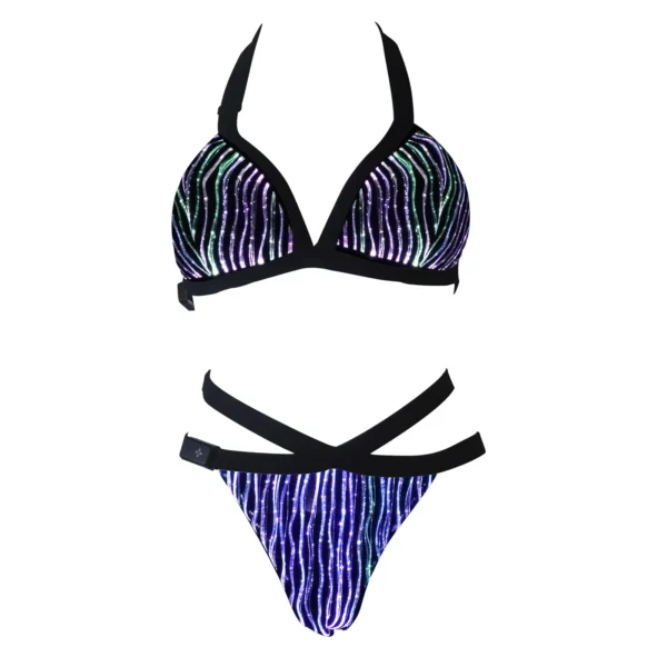 Women Luminous Fiber Optic Girl Sexy Bra Black Plain - Image 3