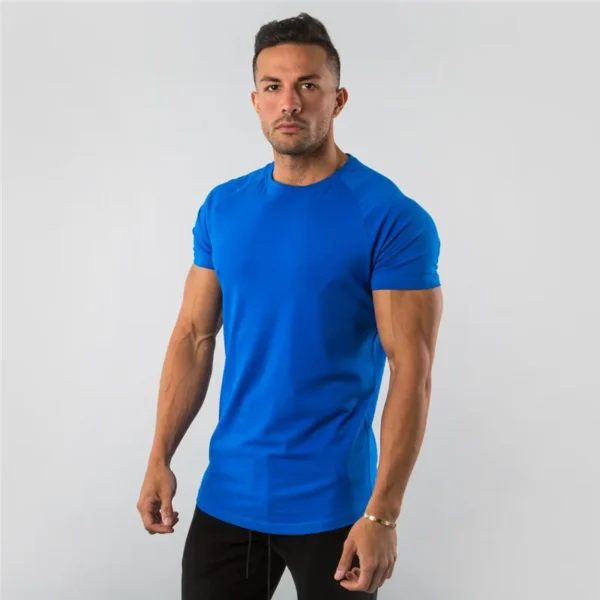 95% Cotton 5% Elastane Custom Gym T-Shirt for Men - Image 4