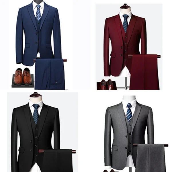 Elegant High-End Custom 3-Piece Slim Fit Formal Business Suit for Men - Image 3