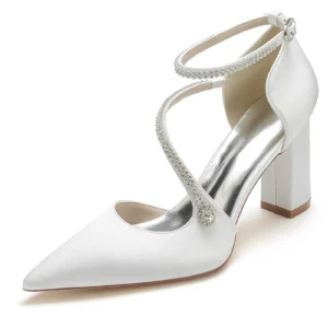 white wedding heels