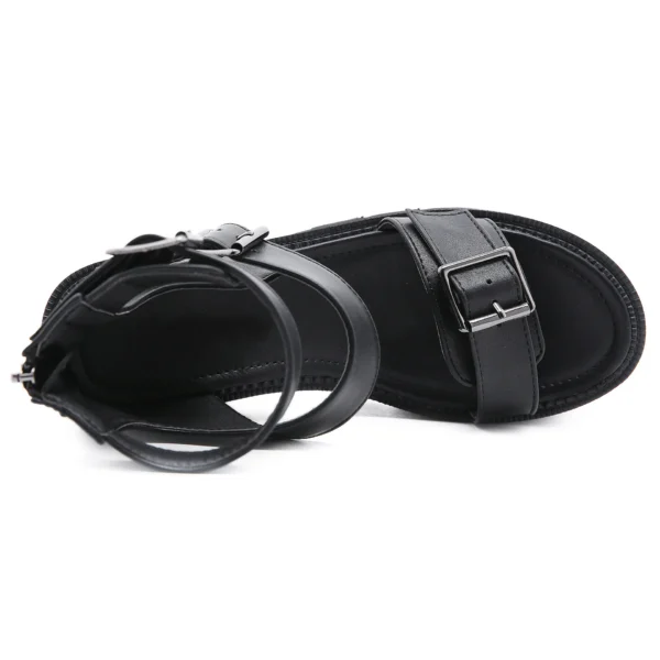 BUSY GIRL  Black Women Platform Heeled Sandals Chunky Heels - Image 5
