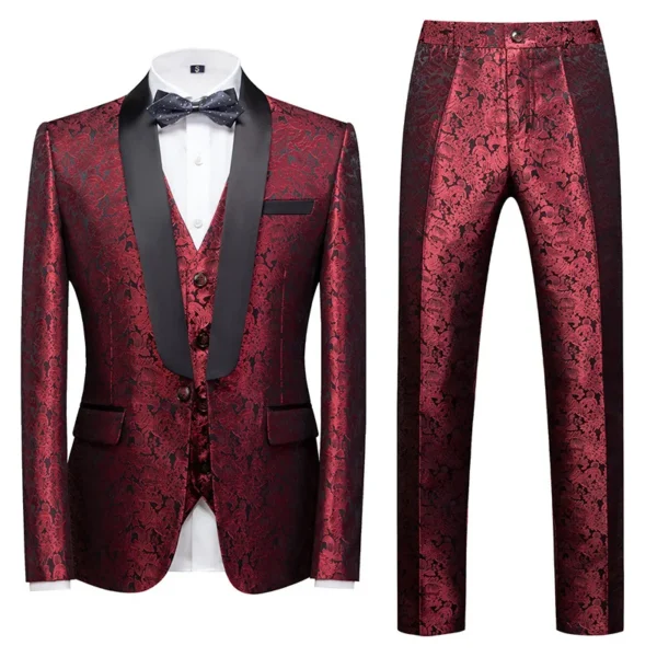 Men's Jacquard Wedding Suit Set - Image 4
