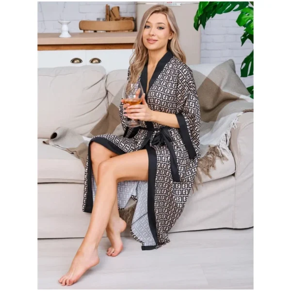 Women's Luxury Letter Print Ice Silk Pajama Set - Image 6