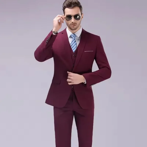 Men's Navy Three-Piece Wedding Suit Set (XS-4XL) - Image 4