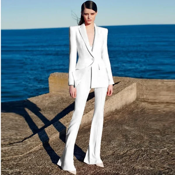 Sleek Single-Breasted Blazer & Slim Fit Pants - Image 3