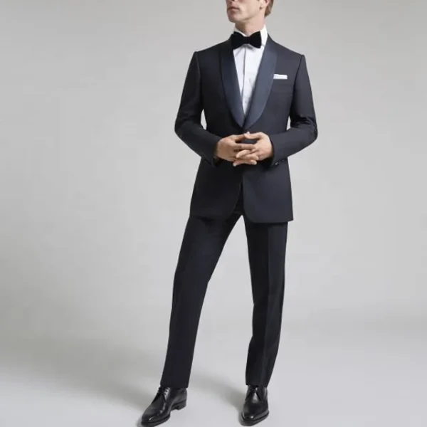 Men's Premium Black Wool 3-Piece Tuxedo Suit - Image 2