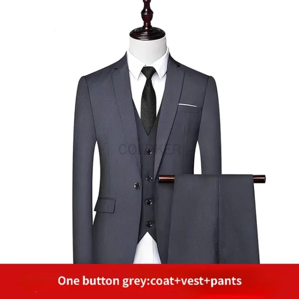 Men's Slim Fit 3-Piece Suit Set Formal & Casual Wear - Image 4