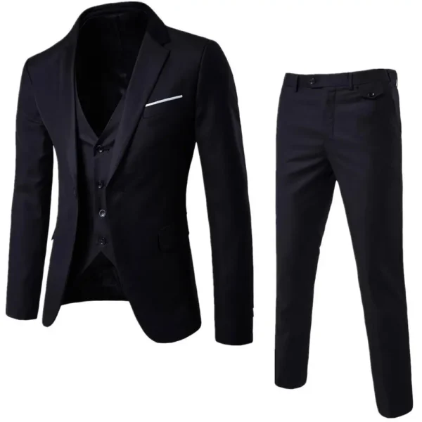 Classic Black 3-Piece Slim Fit Suit - Image 5