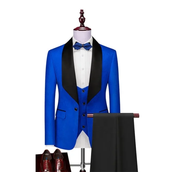 Men's Pink Slim Fit 3-Piece Groomsmen Suit - Image 3