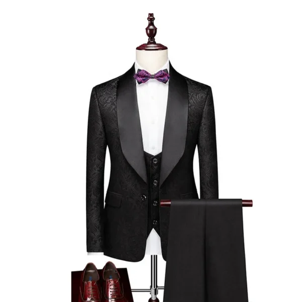 Men's Pink Slim Fit 3-Piece Groomsmen Suit - Image 4